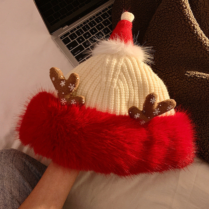 Christmas Antlers Plush Bonnet Children | Yazijico™