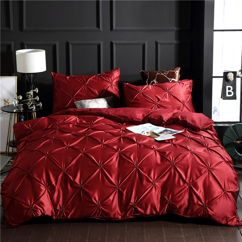 -piece solid color bed sheet duvet cover