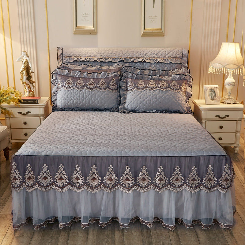 quilted lace bed skirt bed liner