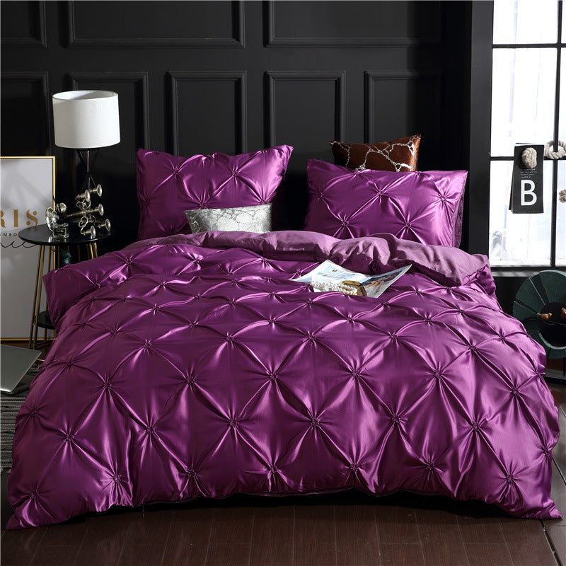 -piece solid color bed sheet duvet cover