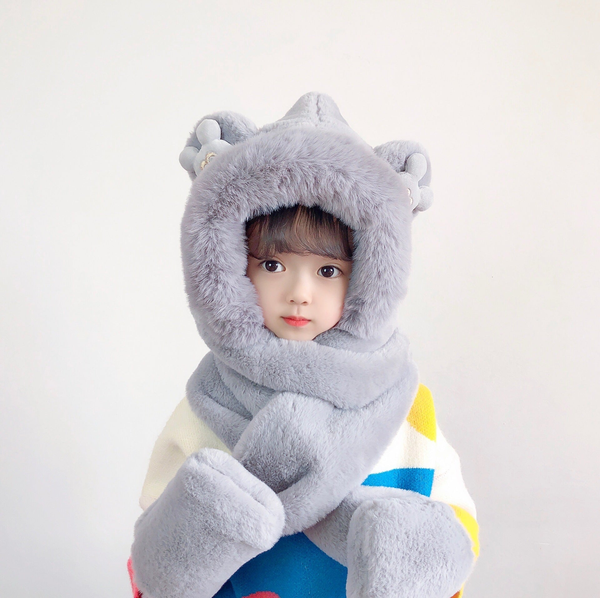 Children's Hat Scarf Gloves One-piece Hat | Yazijico™