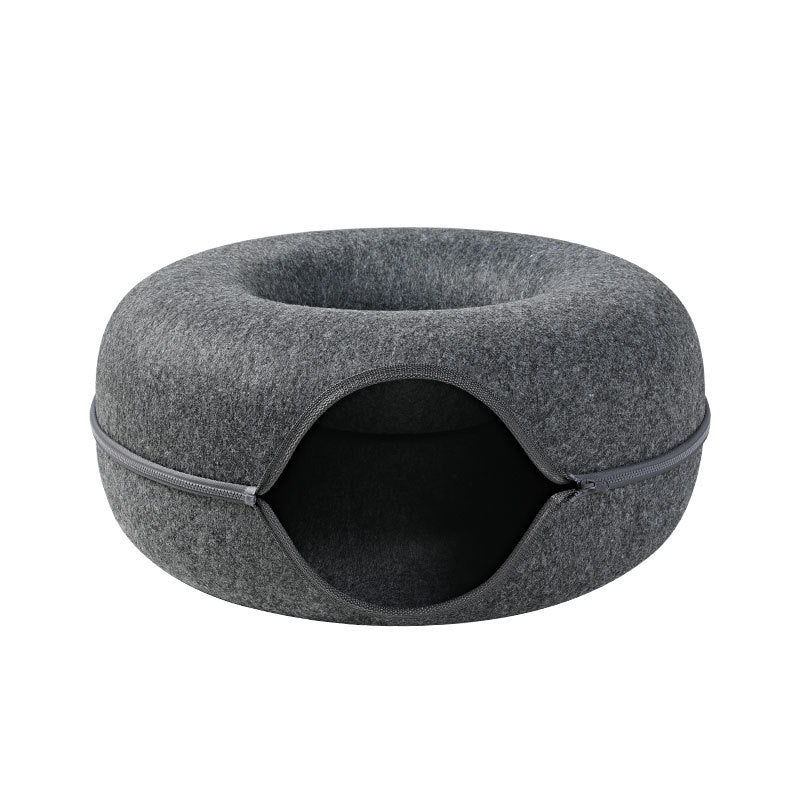 Tunnel Interactive Toy Grey Felt Cat Nest | Yazijico™
