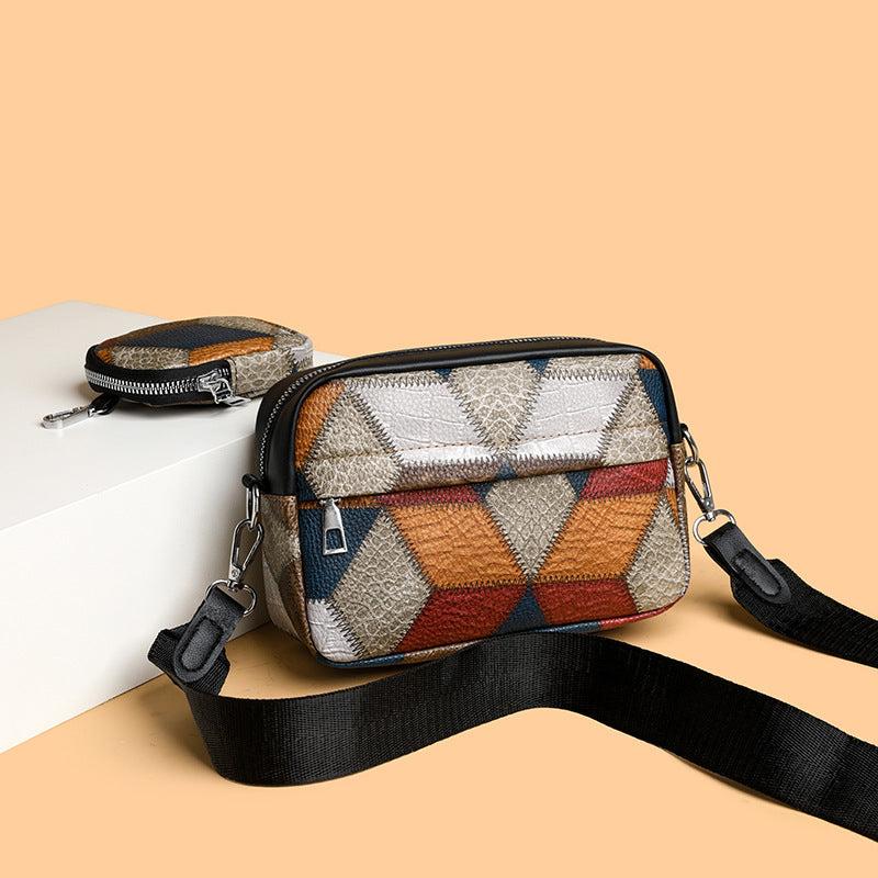 Retro Fashion Stitching Contrast Color Small Square Bag | Yazijico™