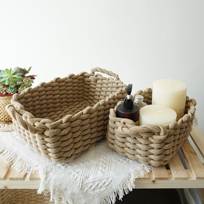 Hand-Made Soft Cotton Rope Sundries Basket | Yazijico™