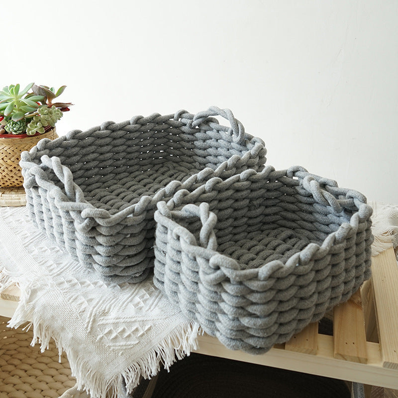 Hand-Made Soft Cotton Rope Sundries Basket | Yazijico™