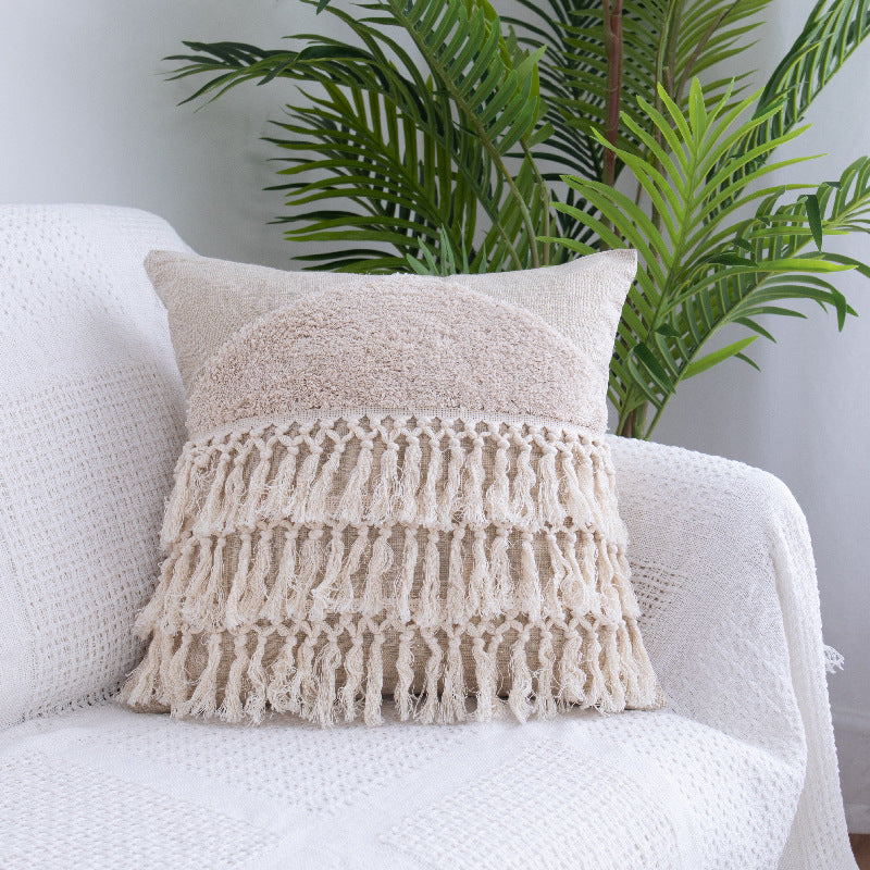Yazijico™ Tufted Throw Pillow Moroccan Fringed Waist Pillow Case - Yazijico™