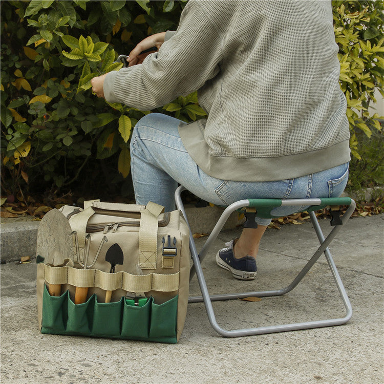 Gardening Stool With Tote Bag Tools Set Organizer  Yazijico™