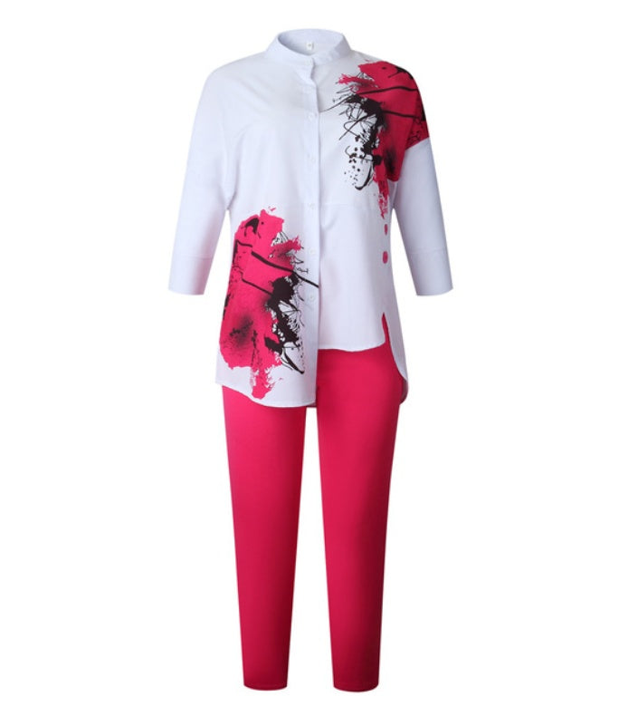 African Women Fashion Suits Print Shirt and Pants Set | Yazijico™