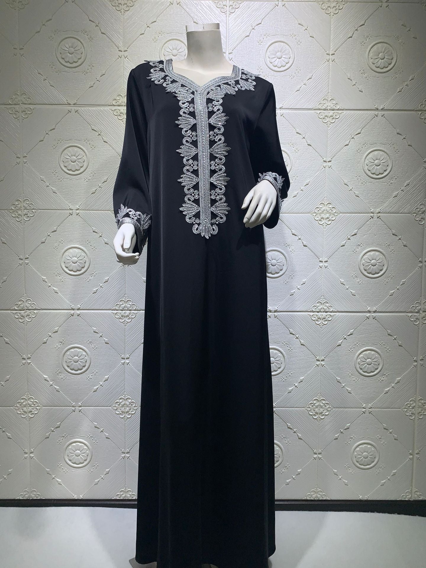 Dubai Long Skirt Embroidered Bronzing Lace Dress Yazijico™