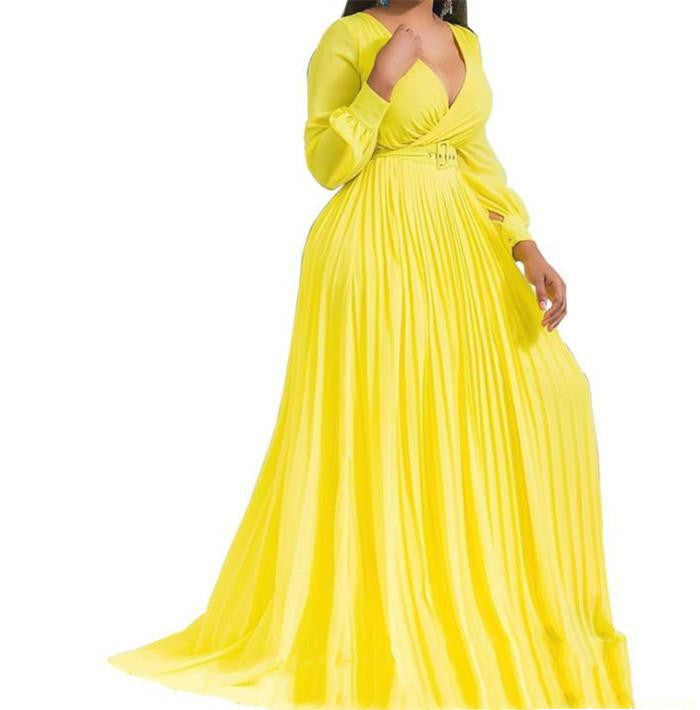 Robe africaine à manches longues et col en V pour femme | Yazijico™