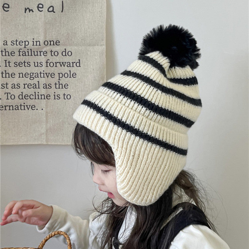 Hat Girls' Wool Stripe Warm | Yazijico™