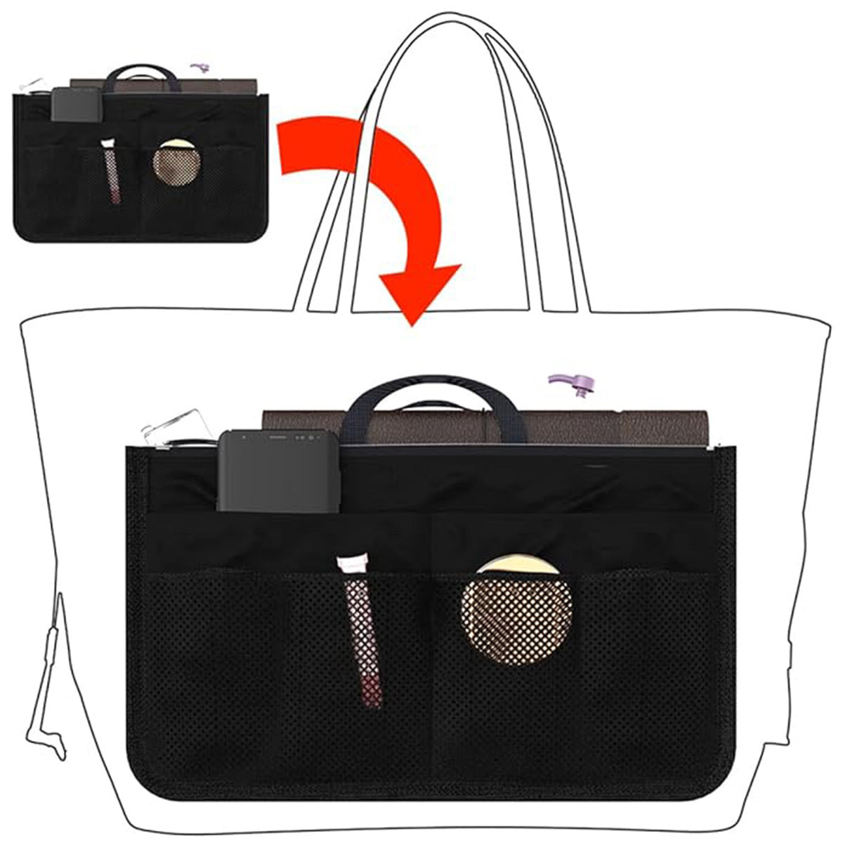 Handbag Organizer Insert With 13 Pockets| Yazijico™