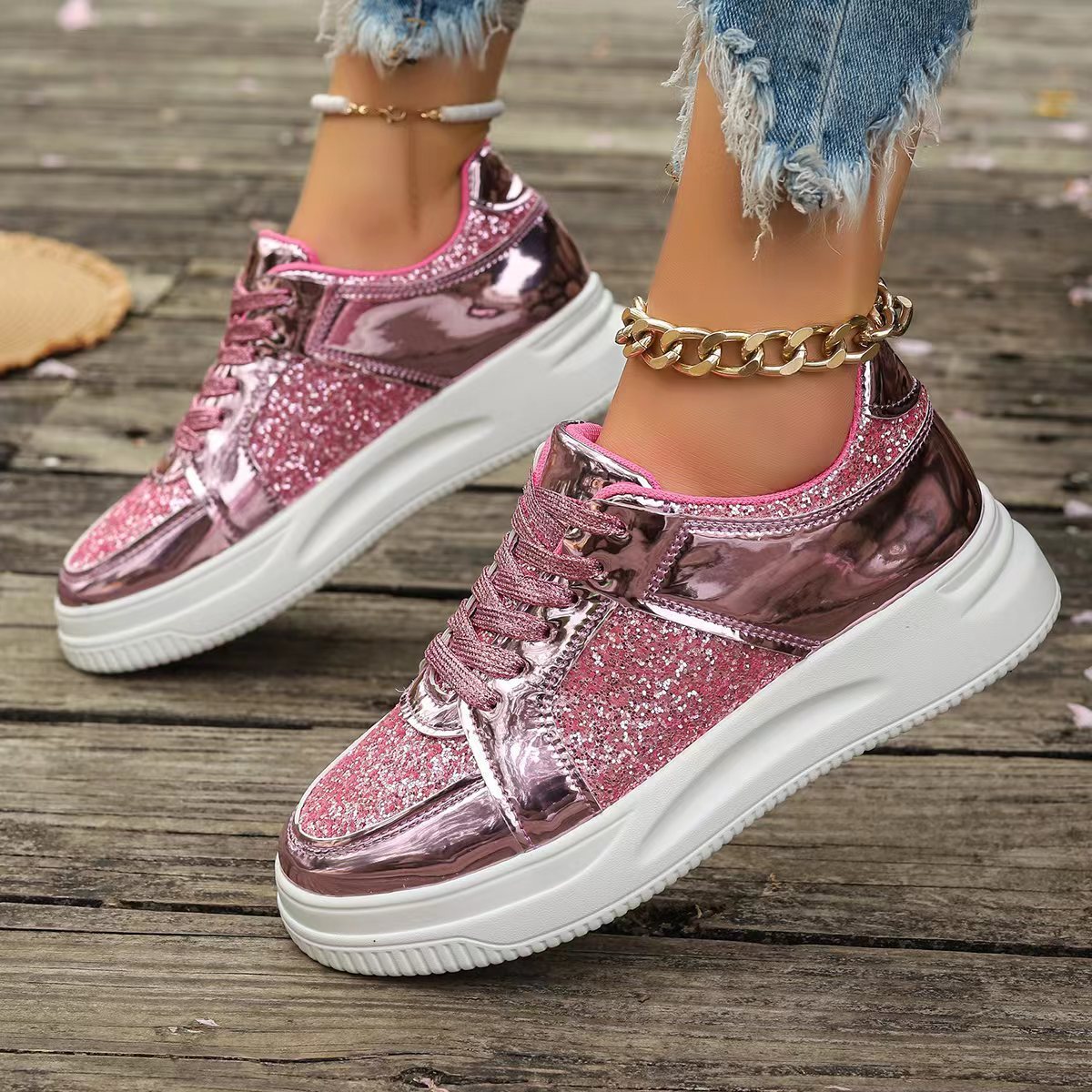 Sneakers Shoes With Sequin Design Casual Sports | Yazijico™