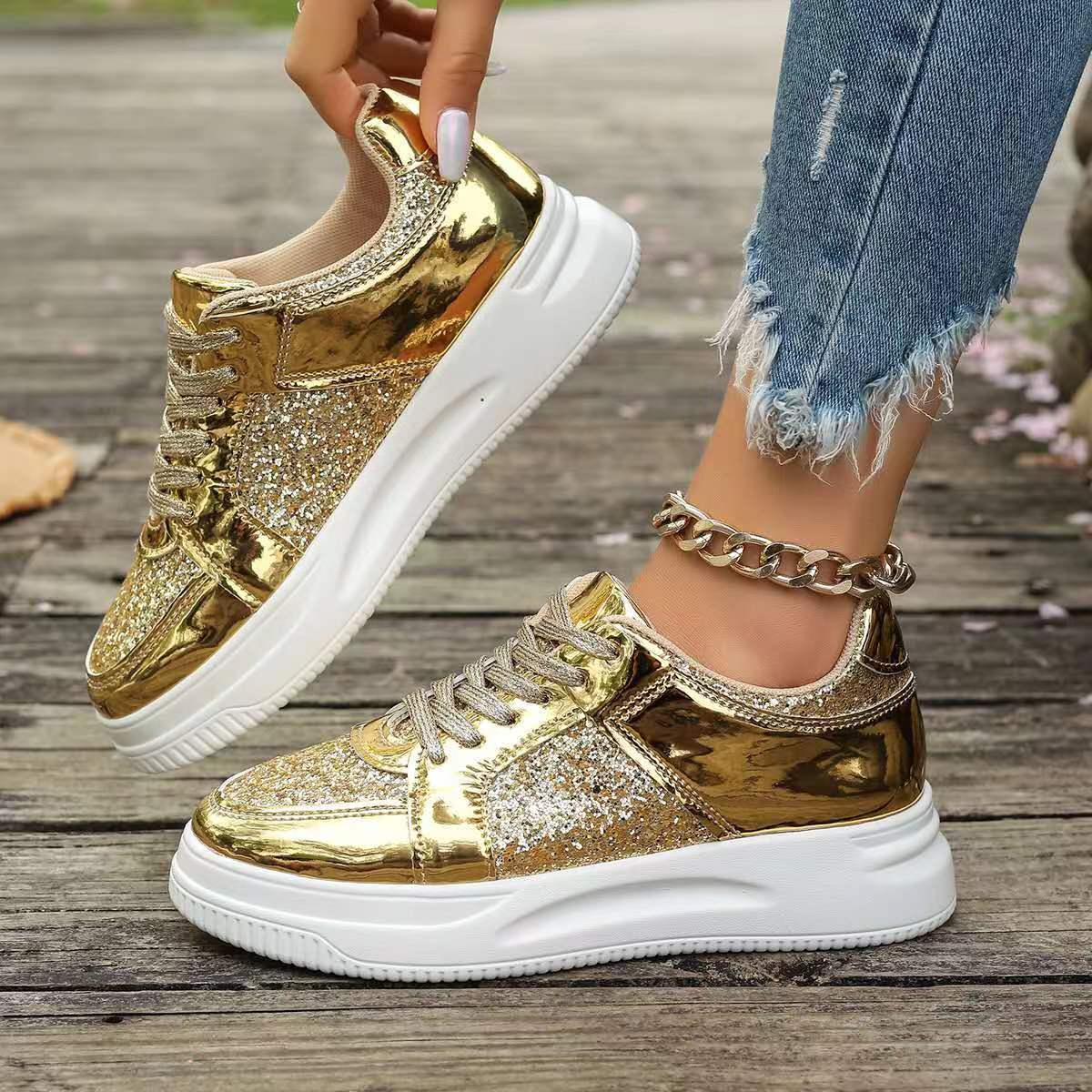 Sneakers Shoes With Sequin Design Casual Sports | Yazijico™