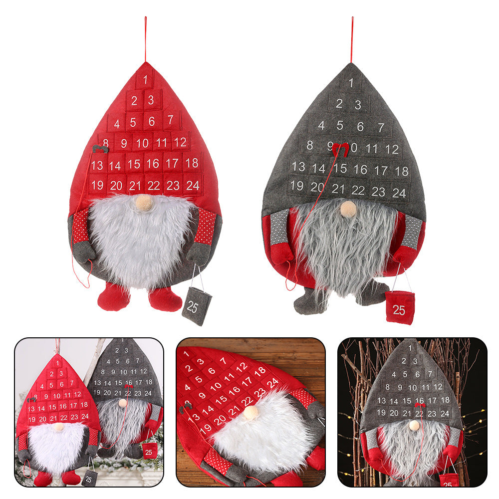 Christmas Advent Calendar Santa Claus Faceless Doll Hanging Christmas