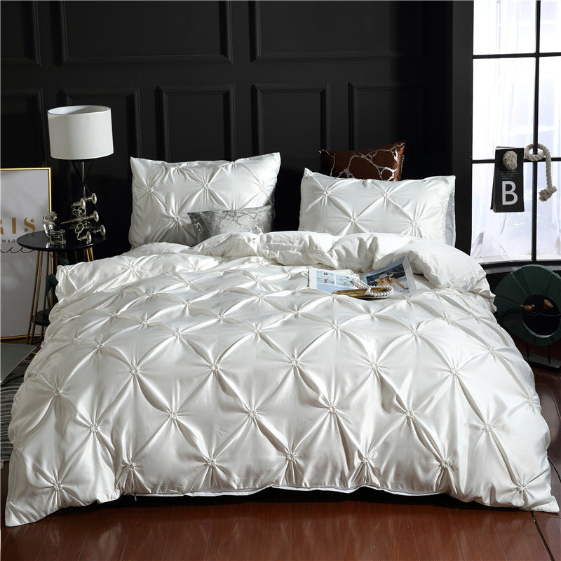 -piece solid color bed sheet duvet cover