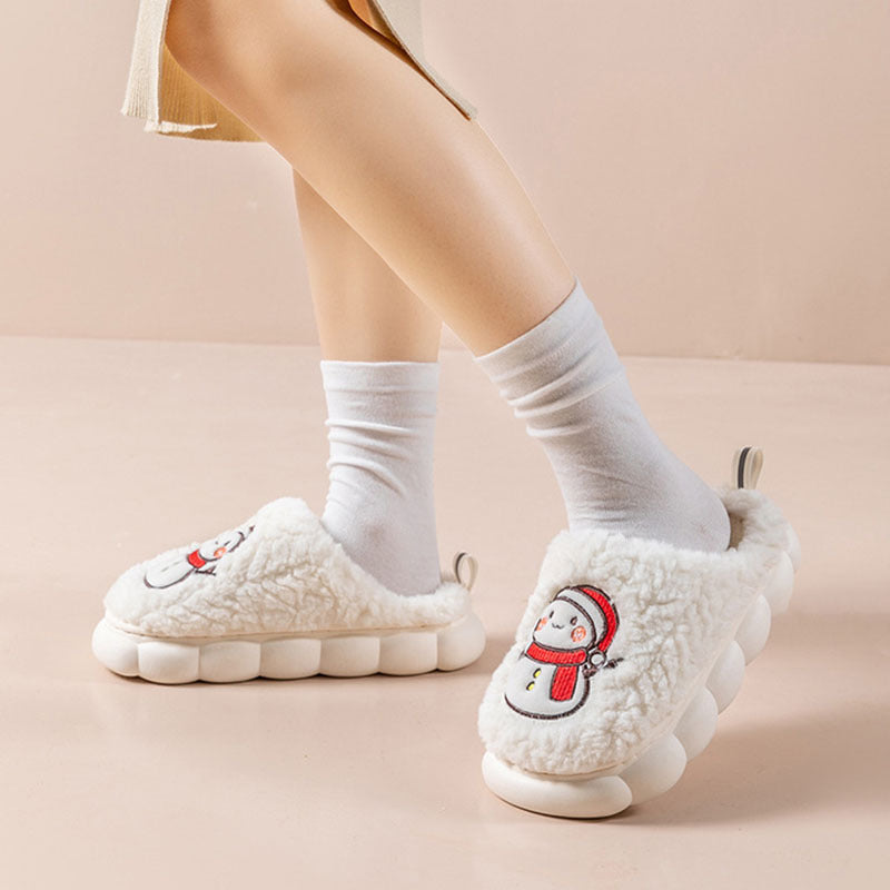 Cute Snowman Slippers Winter Indoor Plush | Yazijico™