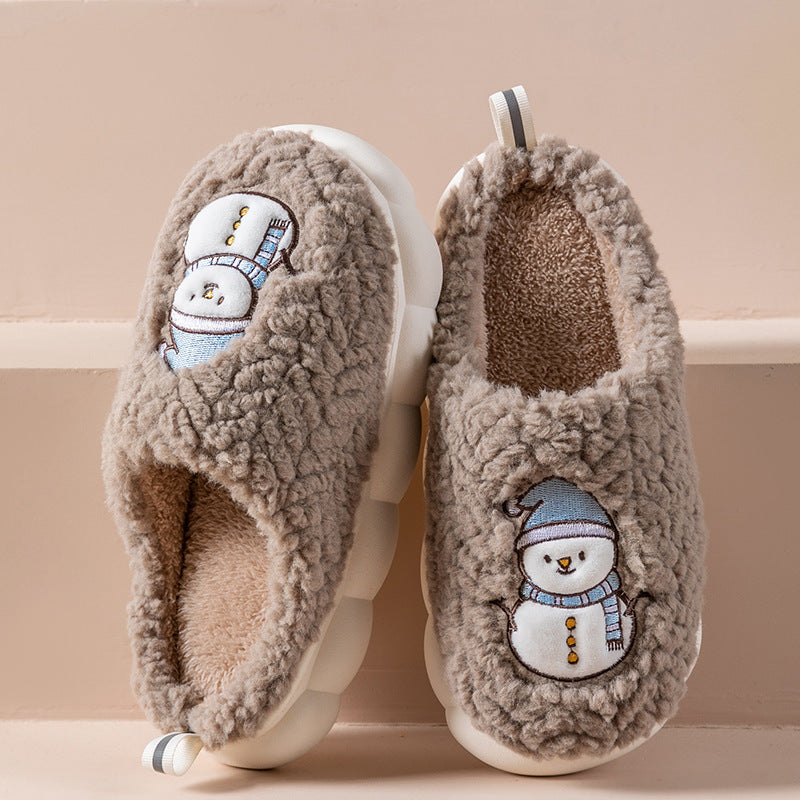 Cute Snowman Slippers Winter Indoor Plush | Yazijico™