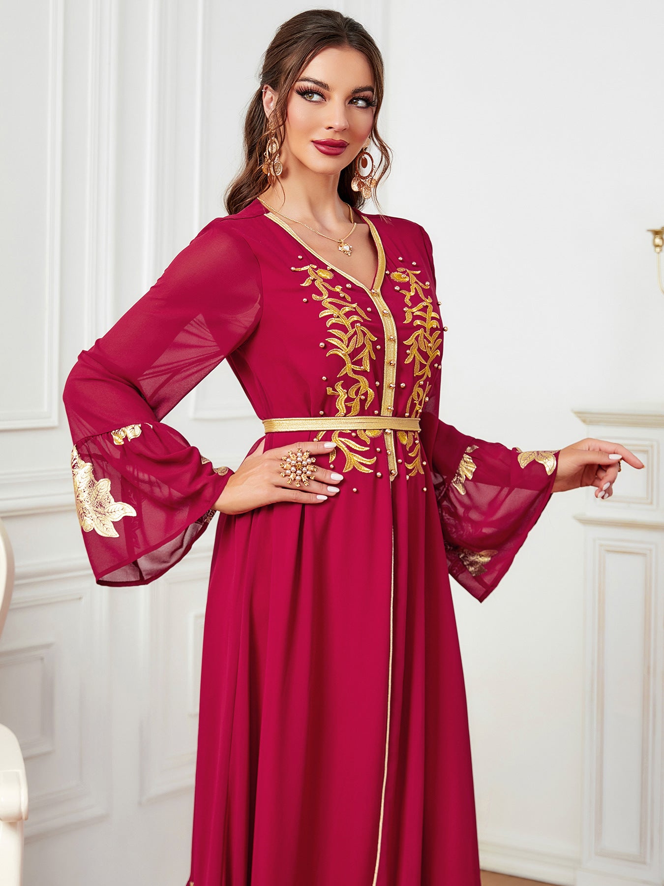 Robe avec ceinture pour femme musulmane du Moyen-Orient | Yazijico™