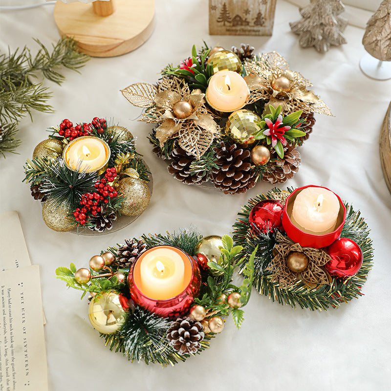 Christmas Candlestick Artificial Wreath Lampstand | Yazijico™