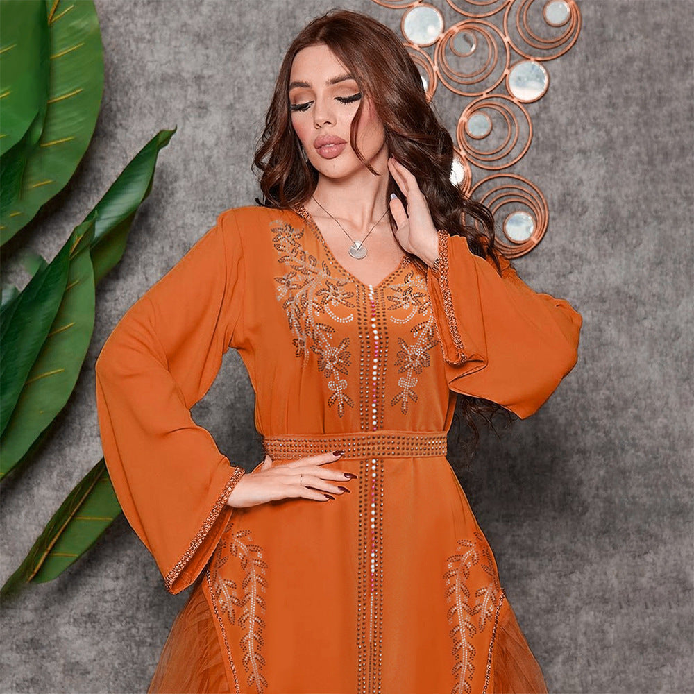 Robe perlée à diamants du Moyen-Orient pour femme | Yazijico™