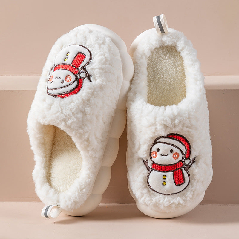 Cute Snowman Slippers Winter Indoor Plush | Yazijico™