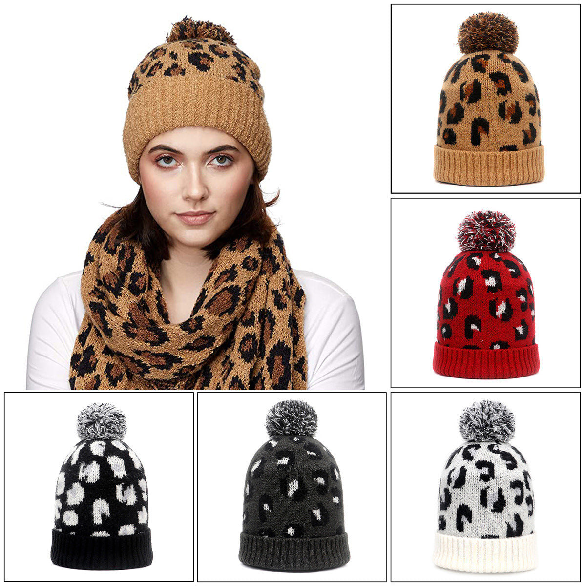 Leopard Jacquard Knit  Fashion Pom Yarn | Yazijico™