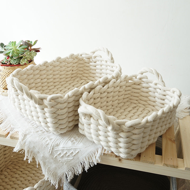Hand-Made Soft Cotton Rope Sundries Basket | Yazijico™