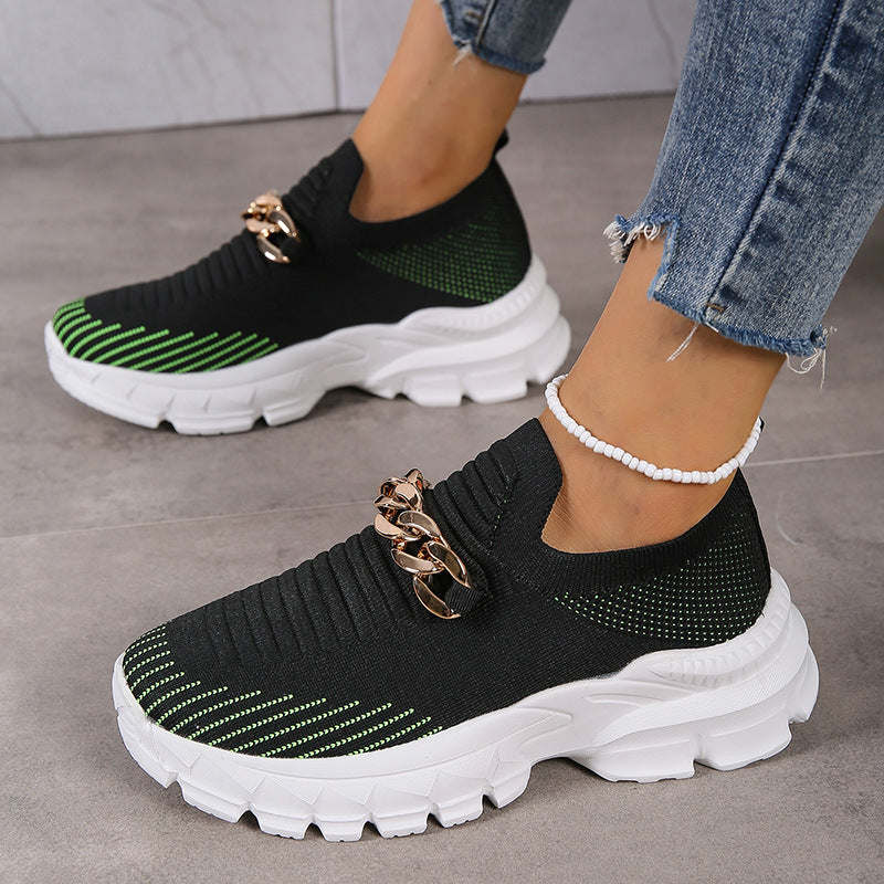 Sneakers Fashion Chain Design Mesh Shoes   Yazijico™