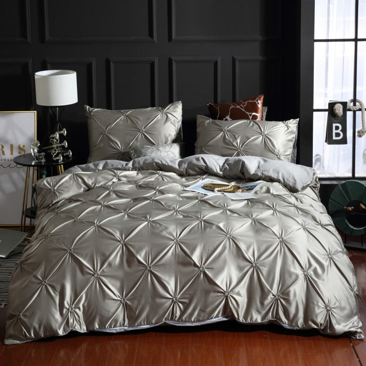 -piece solid color bed sheet duvet cover
