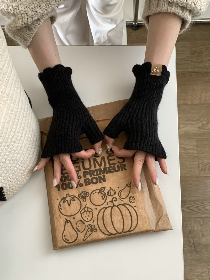 Gants tricotés à la main, mi-doigts | Yazijico™