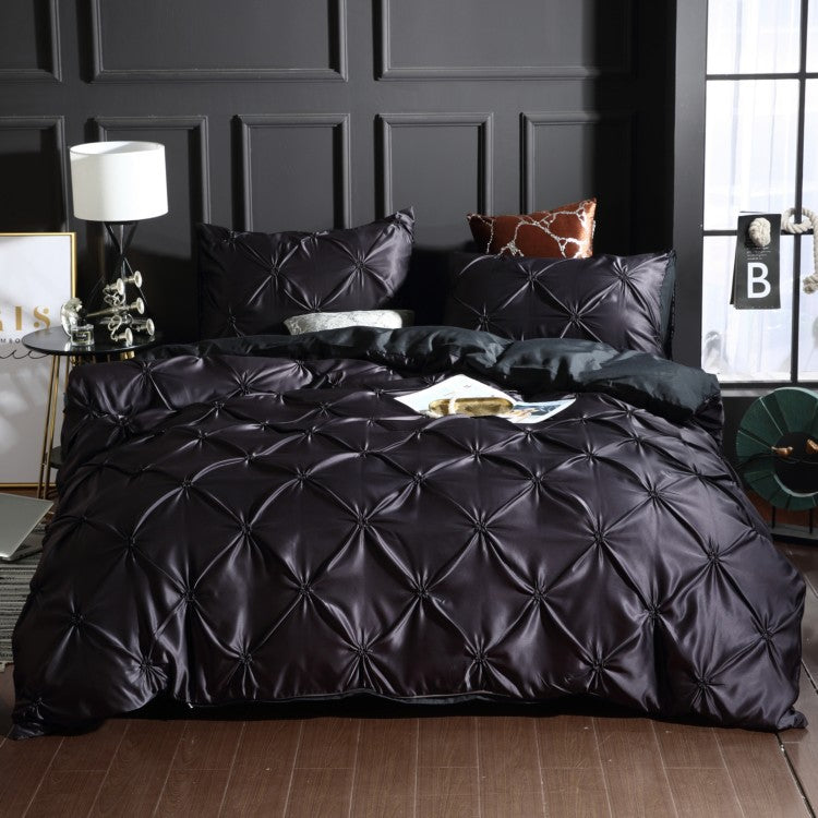 -piece solid color bed sheet duvet cover