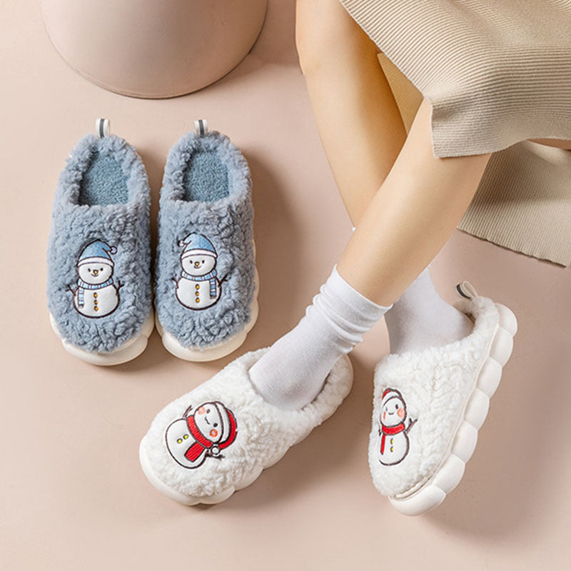Cute Snowman Slippers Winter Indoor Plush | Yazijico™