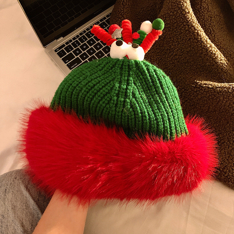 Christmas Antlers Plush Bonnet Children | Yazijico™