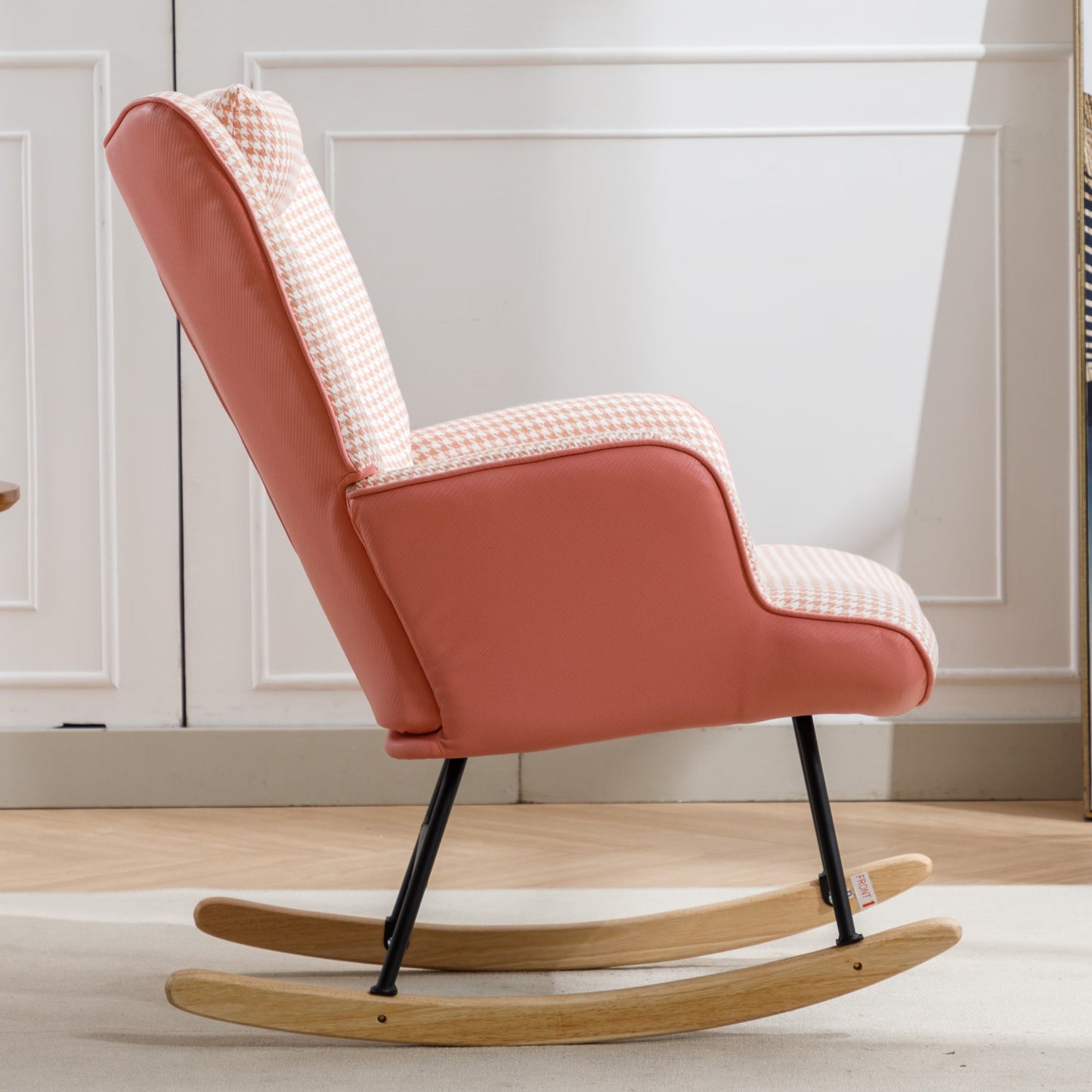 Rocking Chair, Soft Houndstooth Fabric Leather | Yazijico™