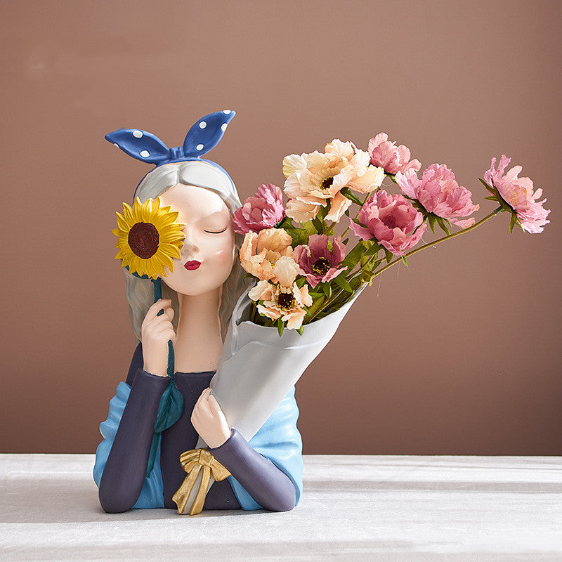 Yazijico™ home decor girl figurine resin sculpture abstract