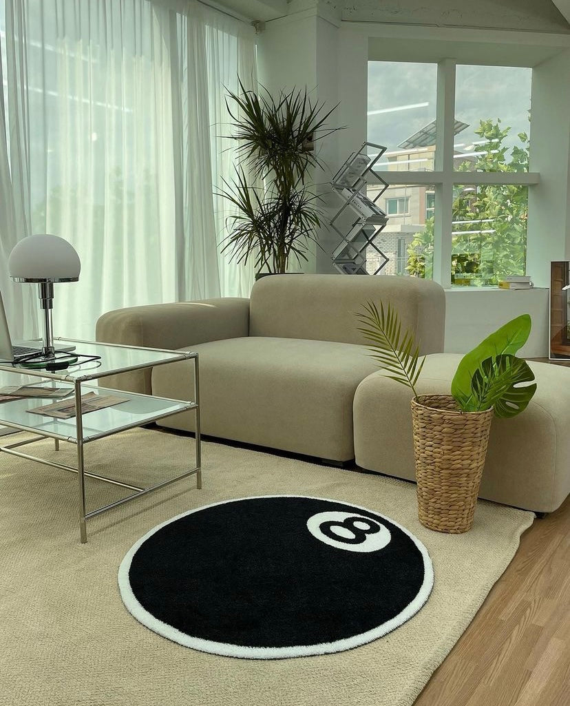 Yazijico™ Black 8 Billiard Floor Mat Retro Hip Hop Bedroom Rug - Yazijico™