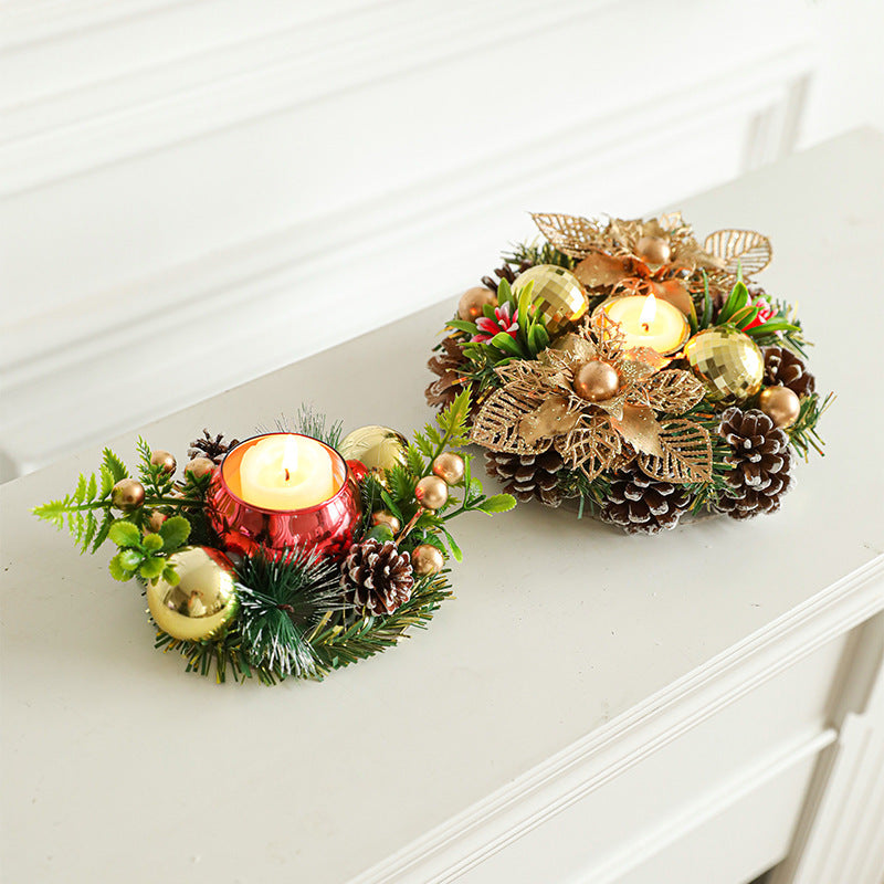 Christmas Candlestick Artificial Wreath Lampstand | Yazijico™