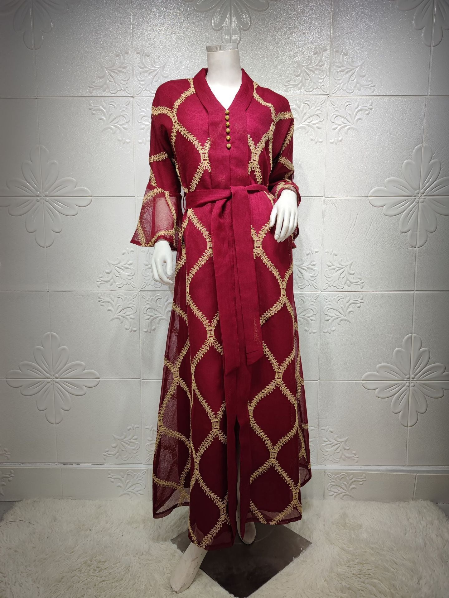 Middle East Muslim Temperament Gauze Dress | Yazijico™