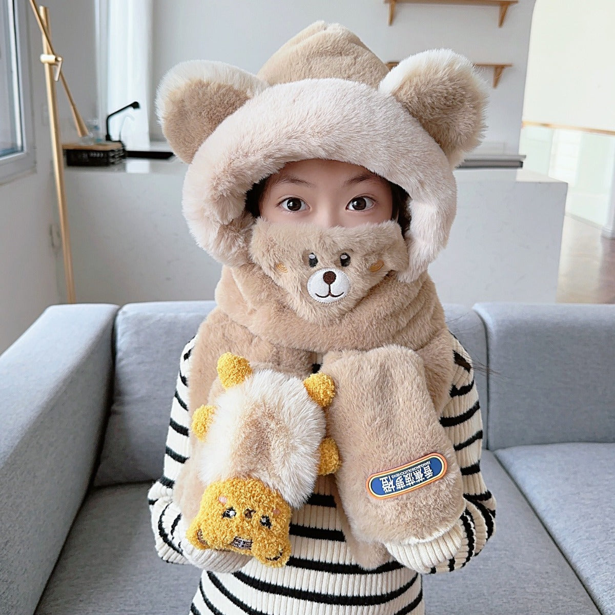 Children's Hat Scarf Gloves One-piece Hat | Yazijico™