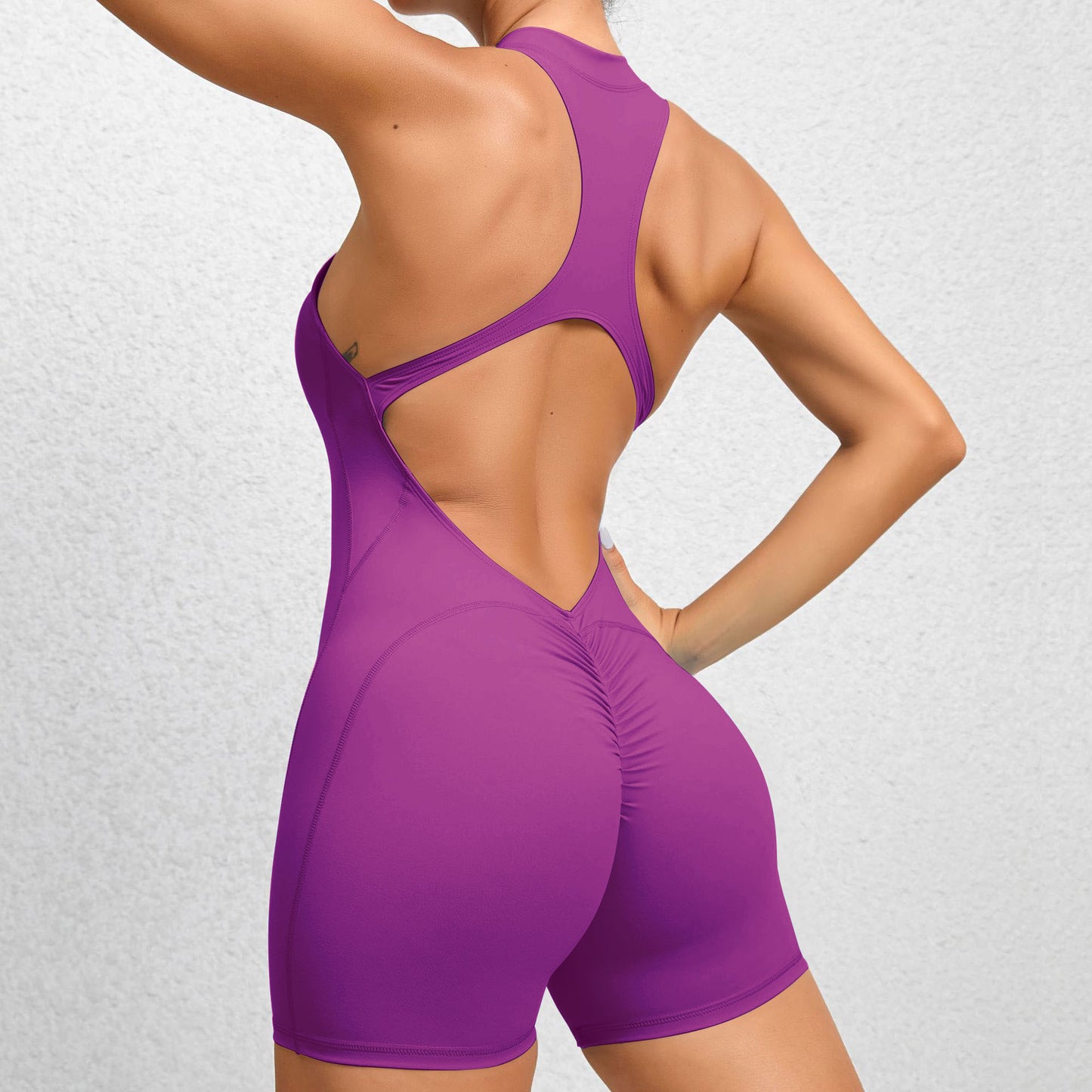Zippered Yoga Fitness Shorts Jumpsuit Sleeveless Yazijico™