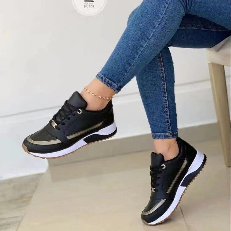 Sneakers Lace-up Flat Shoes Women  Yazijico™
