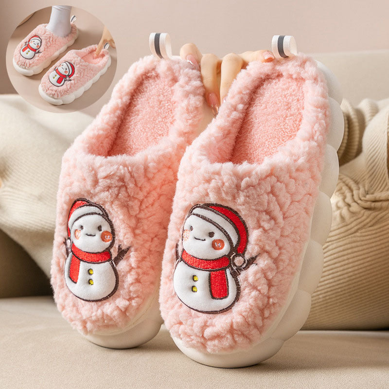 Cute Snowman Slippers Winter Indoor Plush | Yazijico™
