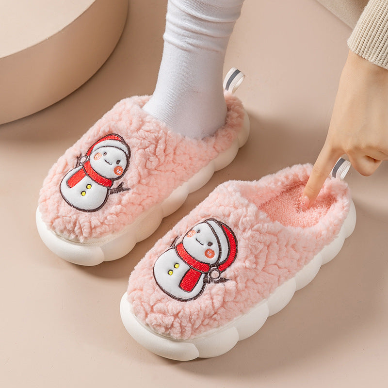 Cute Snowman Slippers Winter Indoor Plush  | Yazijico™
