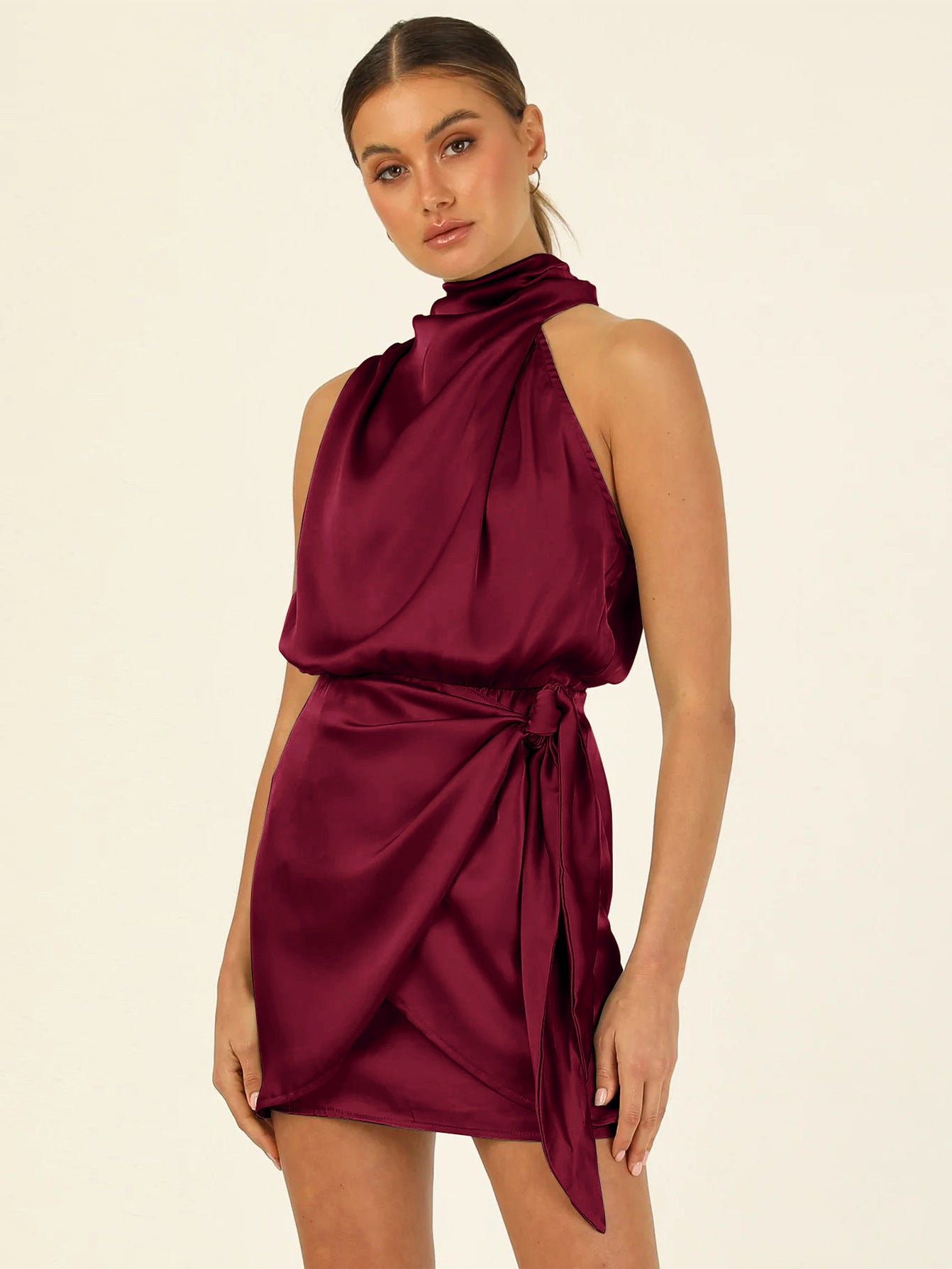 Satin Tied Slim Fit Socialite Dress Fashion| Yazijico™