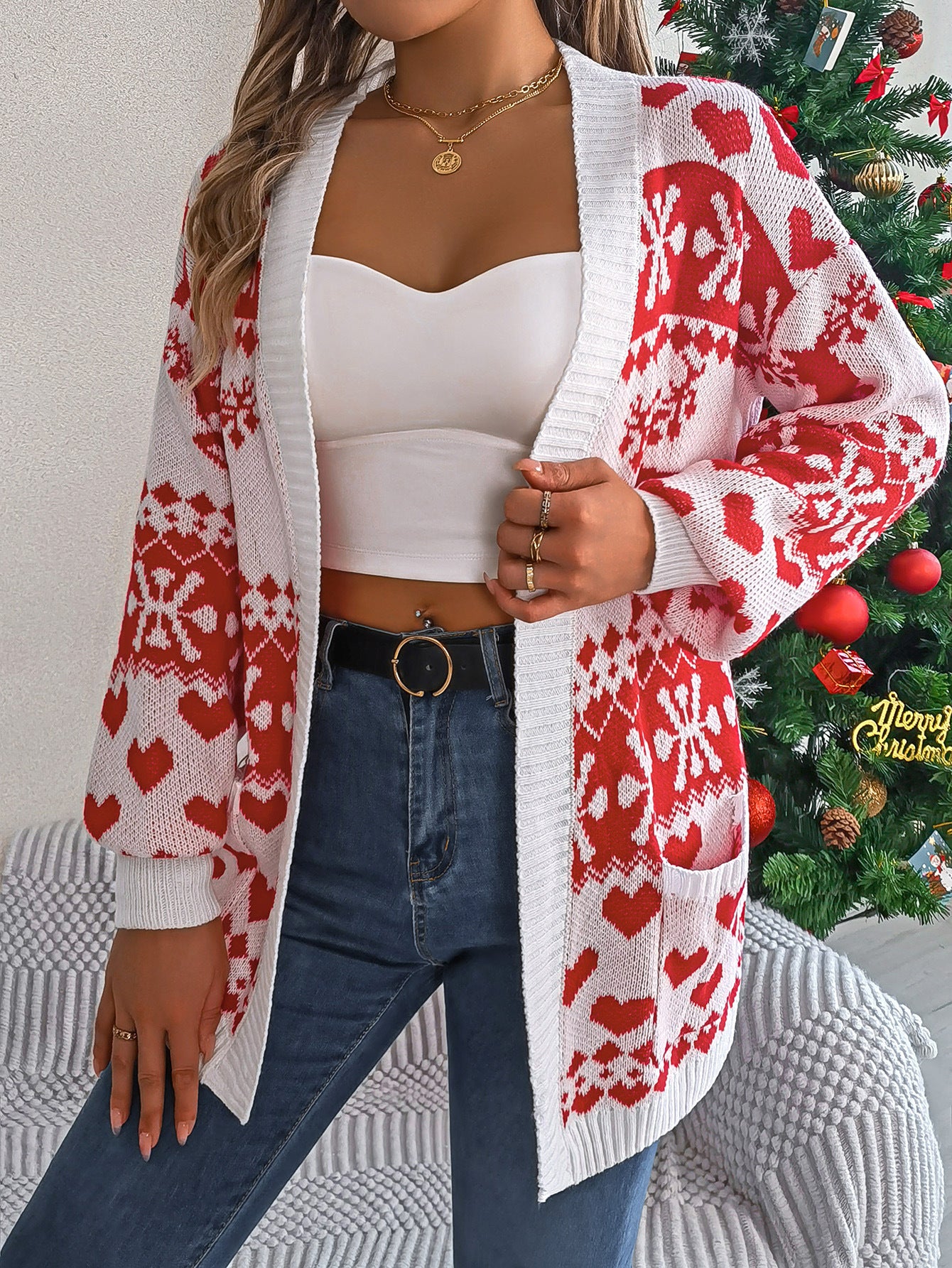 Christmas Clothes Women's Open Front Knitwear  | Yazijico™
