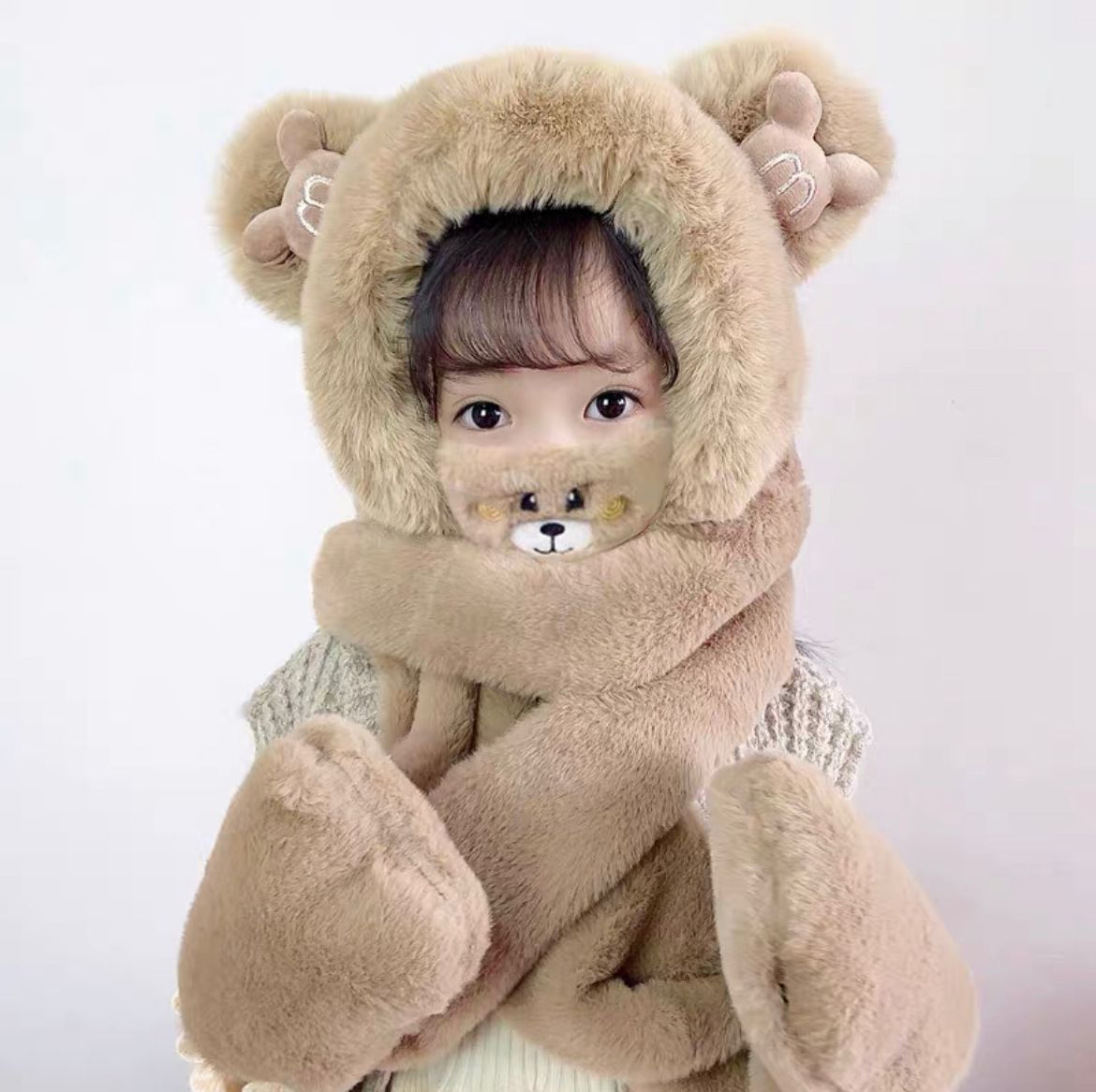 Children's Hat Scarf Gloves One-piece Hat | Yazijico™