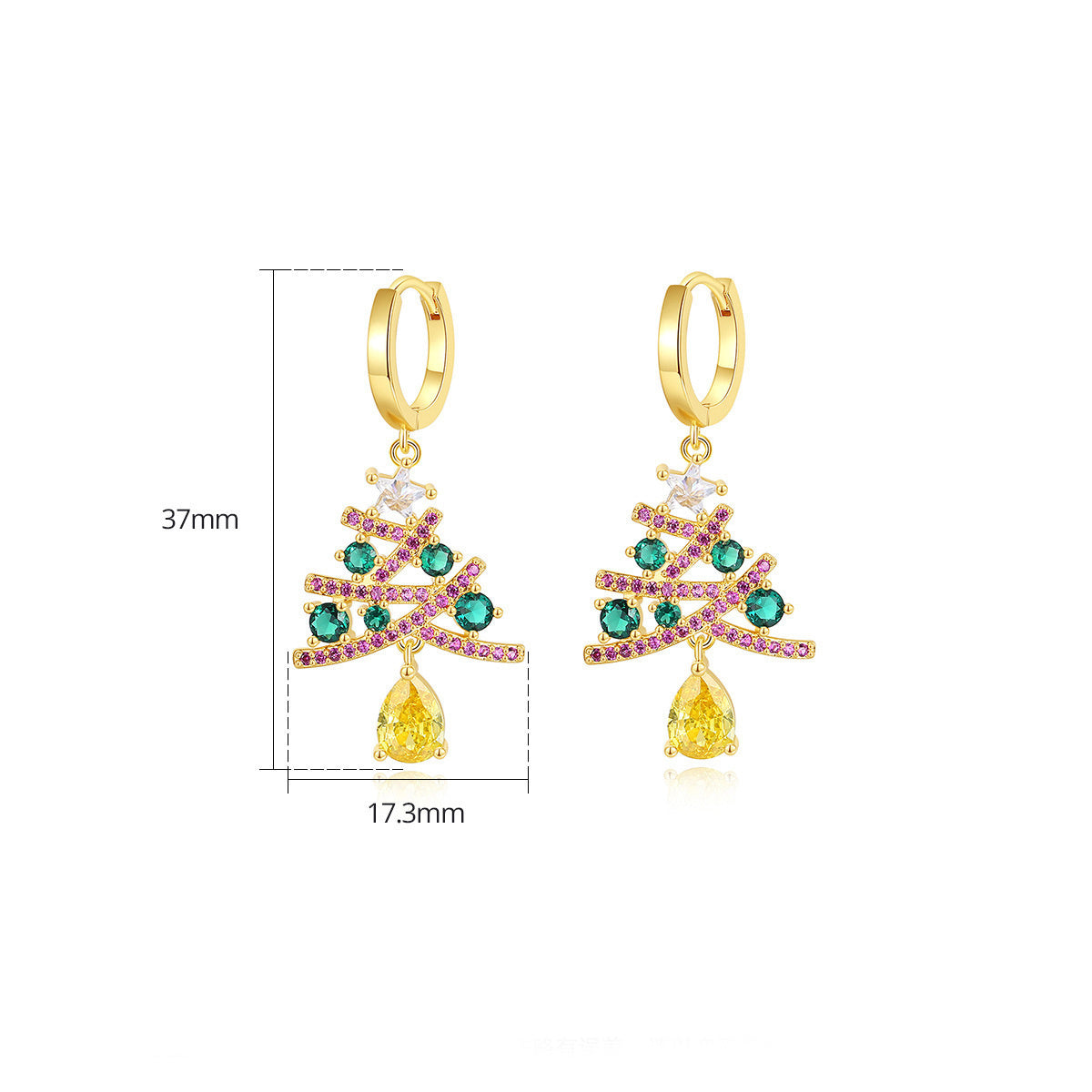 Christmas Tree Earrings With Colorful Rhinestones | Yazijico™