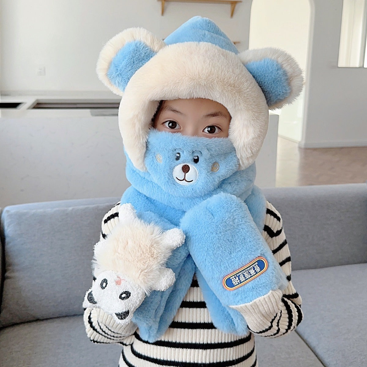 Children's Hat Scarf Gloves One-piece Hat | Yazijico™