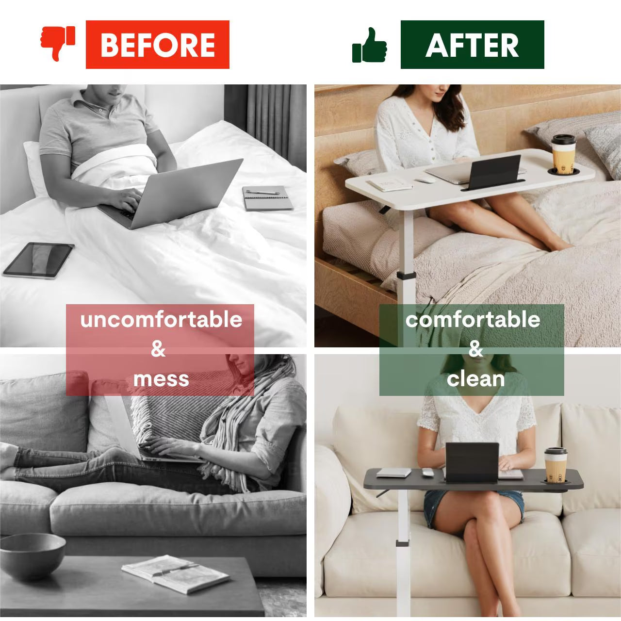 Standing Rolling Desk With Hidden Wheels Side | Yazijico™